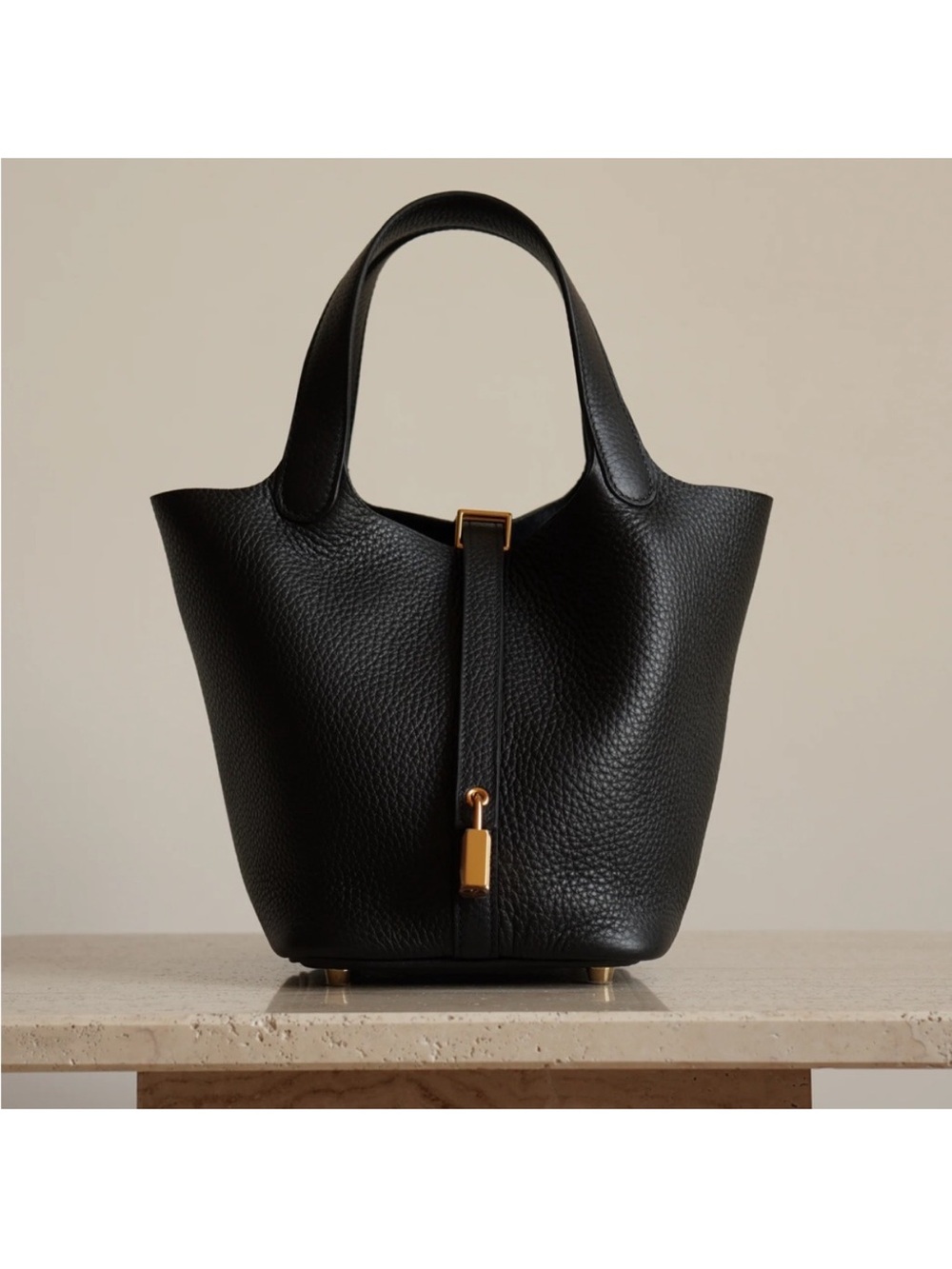 HERMES Noir Picotin Lock 22 Gold Hardware
